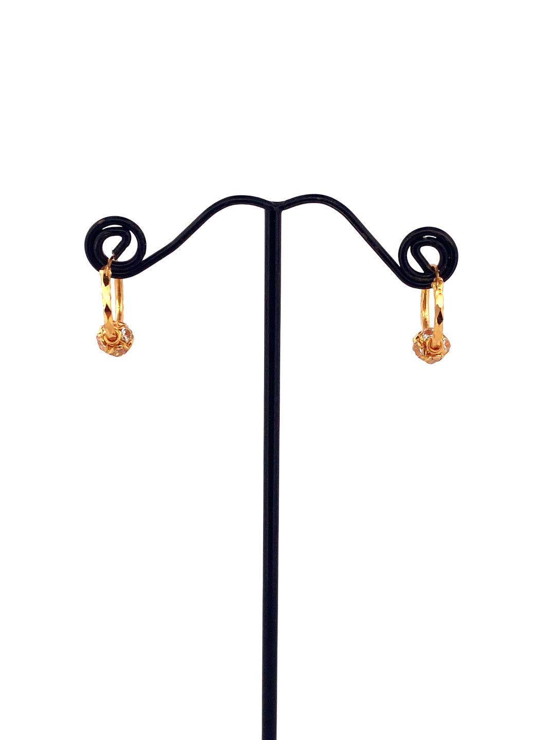 22K Gold CZ Designer Hoop Earrings
