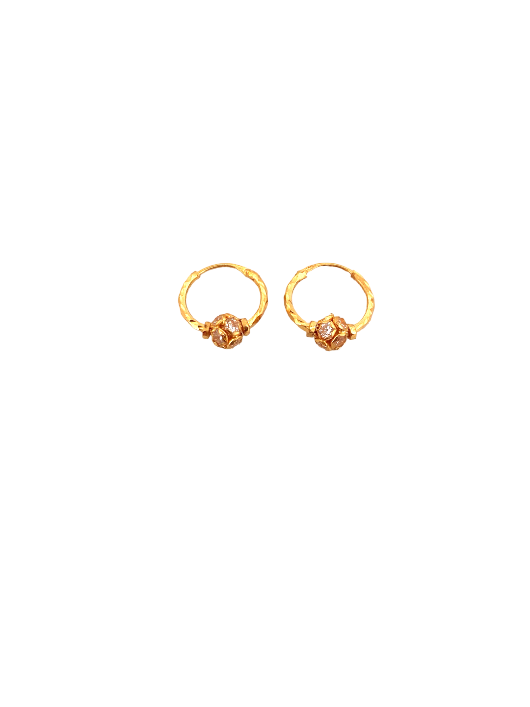 22K Gold CZ Designer Hoop Earrings