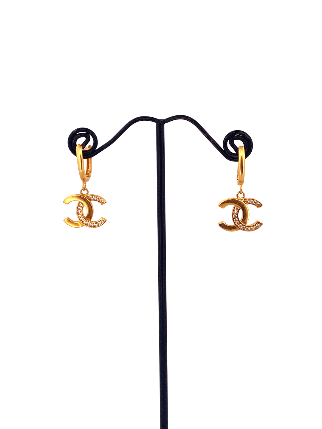 22K Gold CZ Designer Hoop Earrings