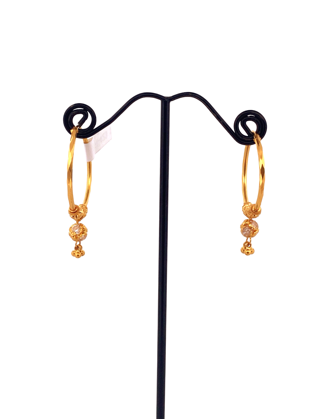 22K Gold CZ Designer Hoop Earrings