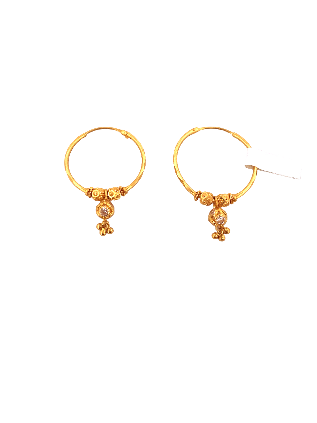 22K Gold CZ Designer Hoop Earrings
