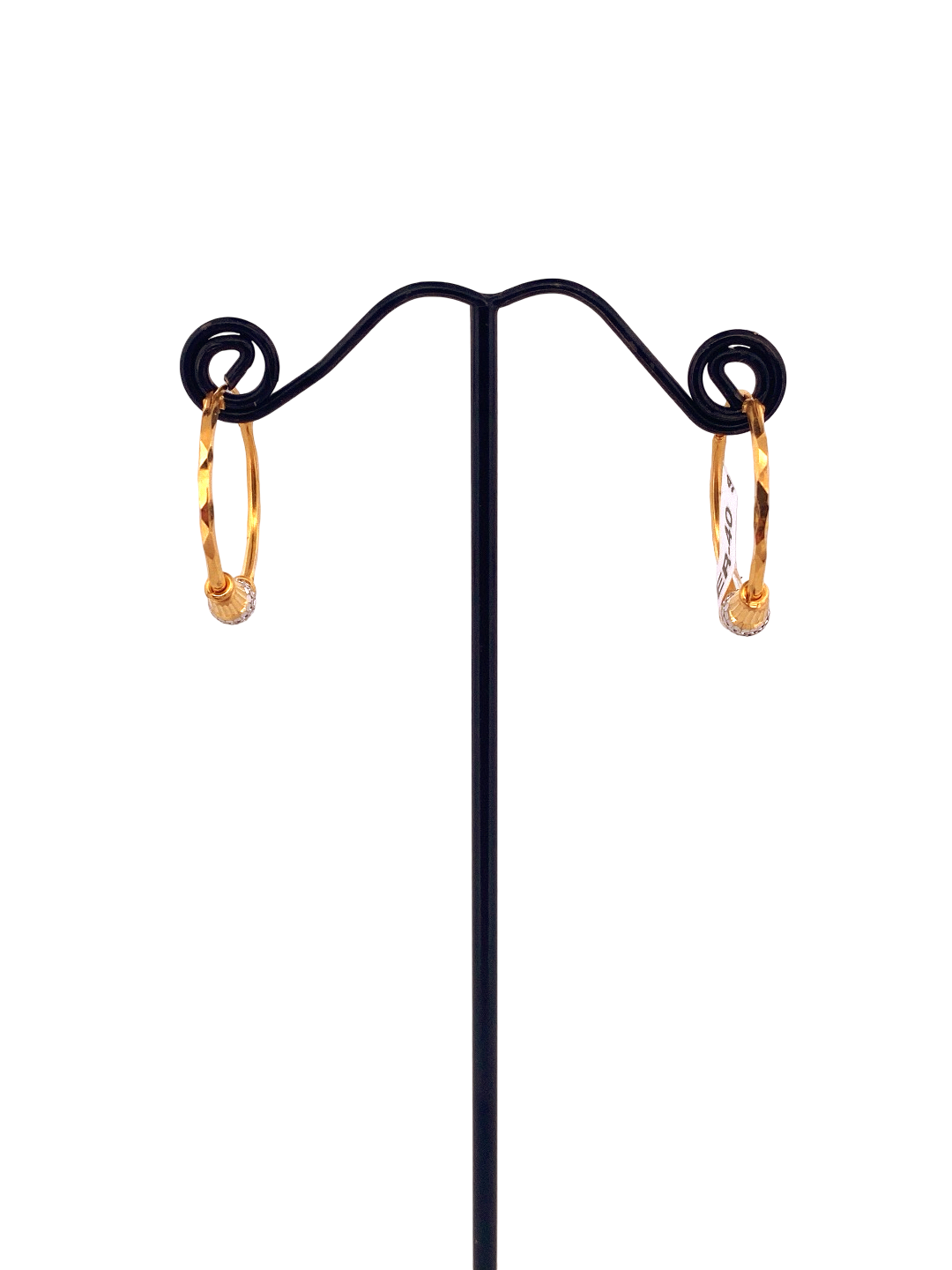 22K Gold Two-tone Designer Hoop Earrings