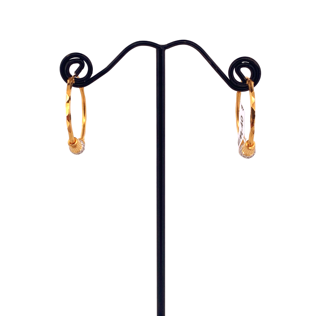 22K Gold Two-tone Designer Hoop Earrings