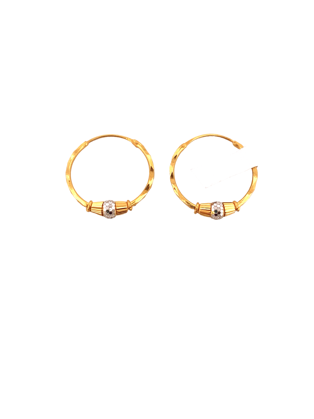 22K Gold Two-tone Designer Hoop Earrings