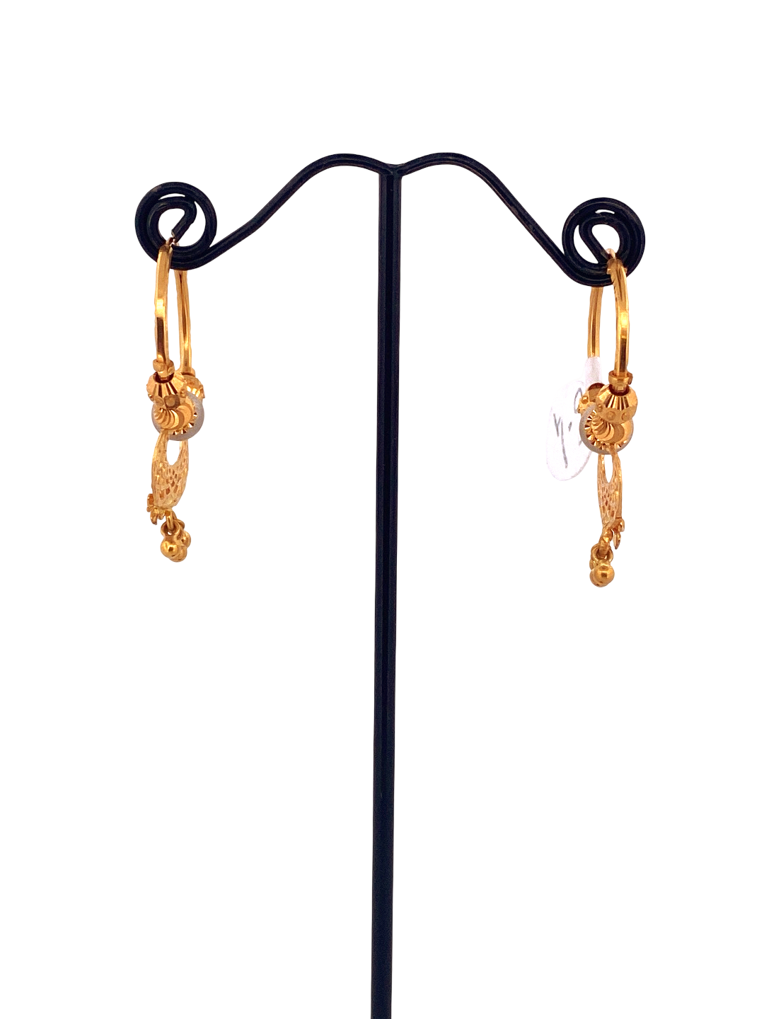 22K Gold Two-tone Designer Hoop Earrings