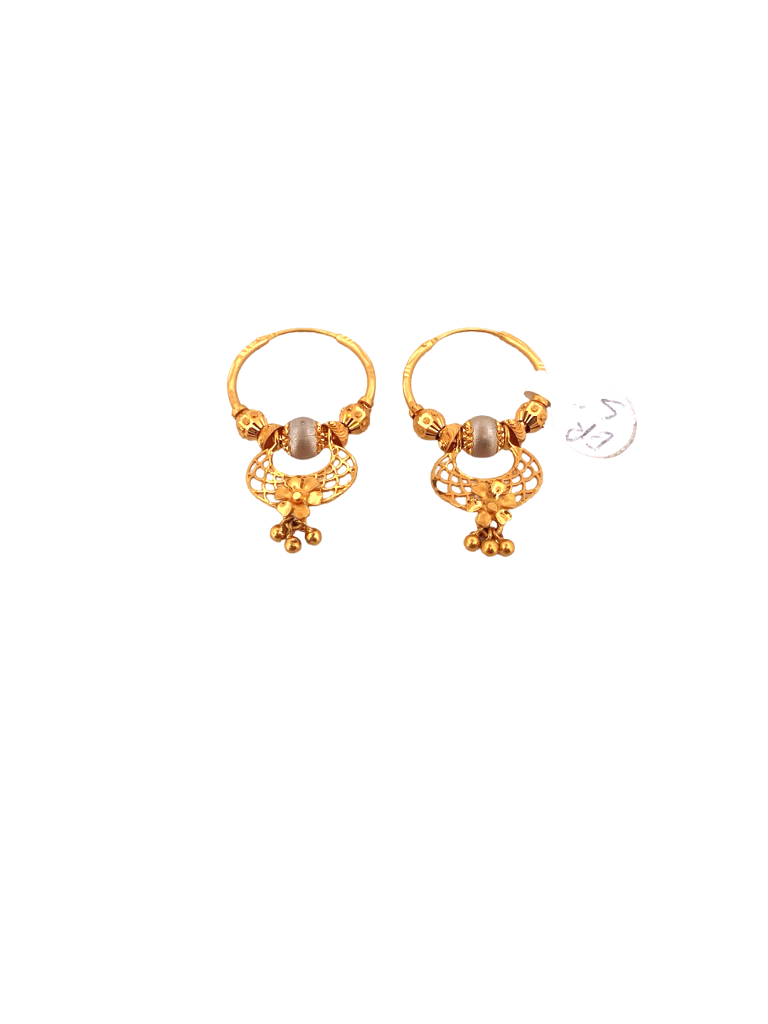 22K Gold Two-tone Designer Hoop Earrings