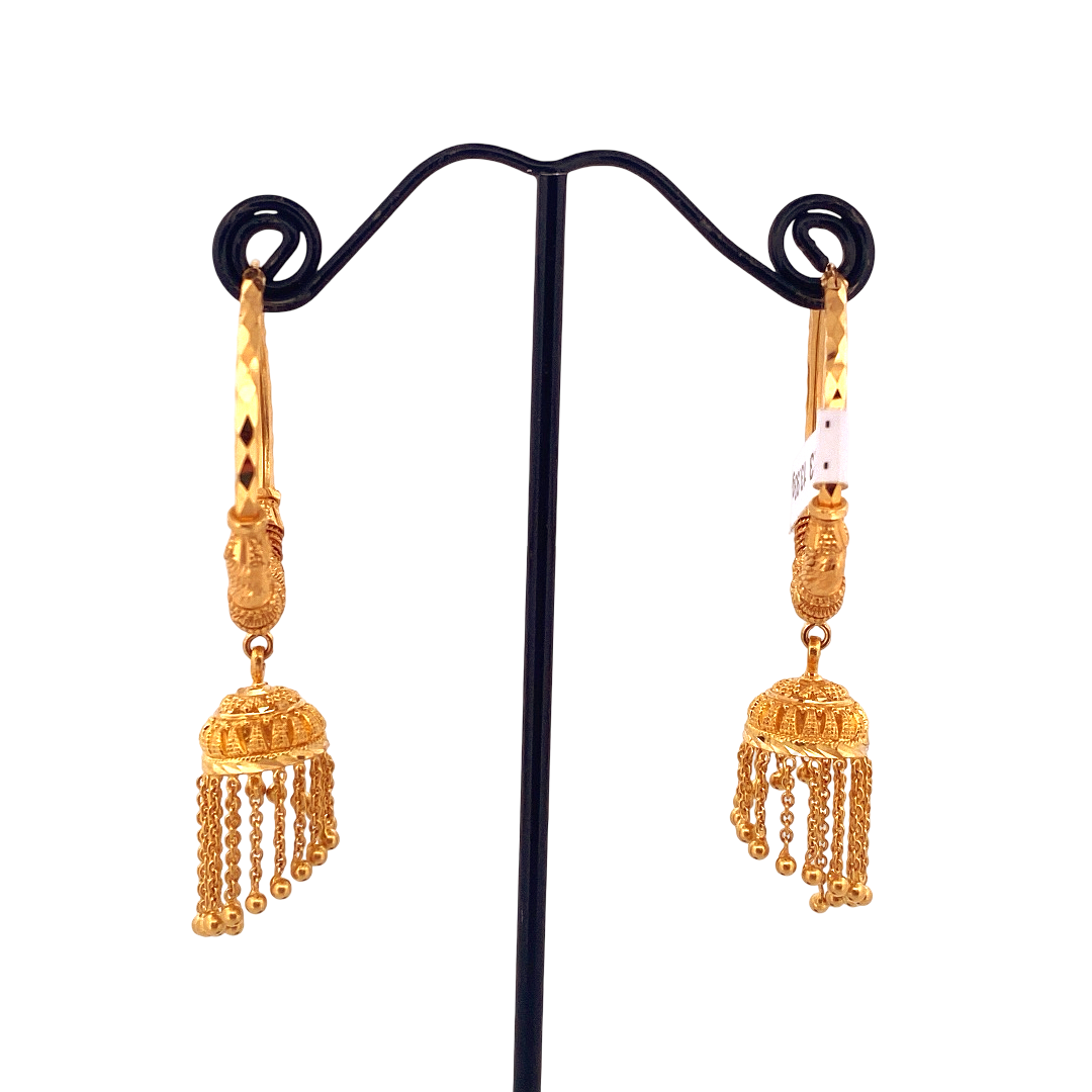 22K Gold Designer Hoop Earrings