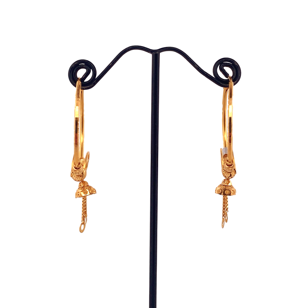 22K Gold Designer Hoop Earrings