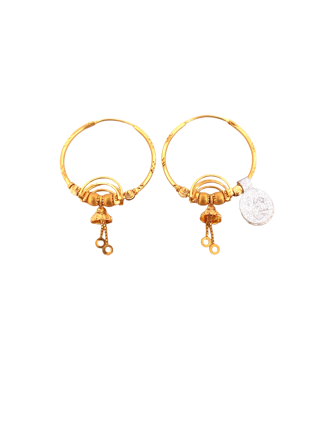 22K Gold Designer Hoop Earrings