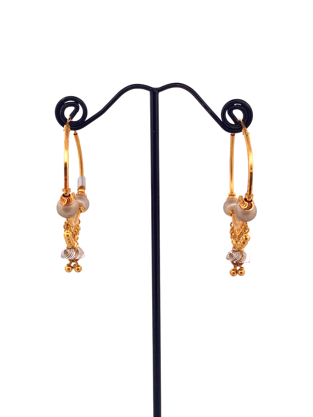22K Gold Two-tone Designer Hoop Earrings