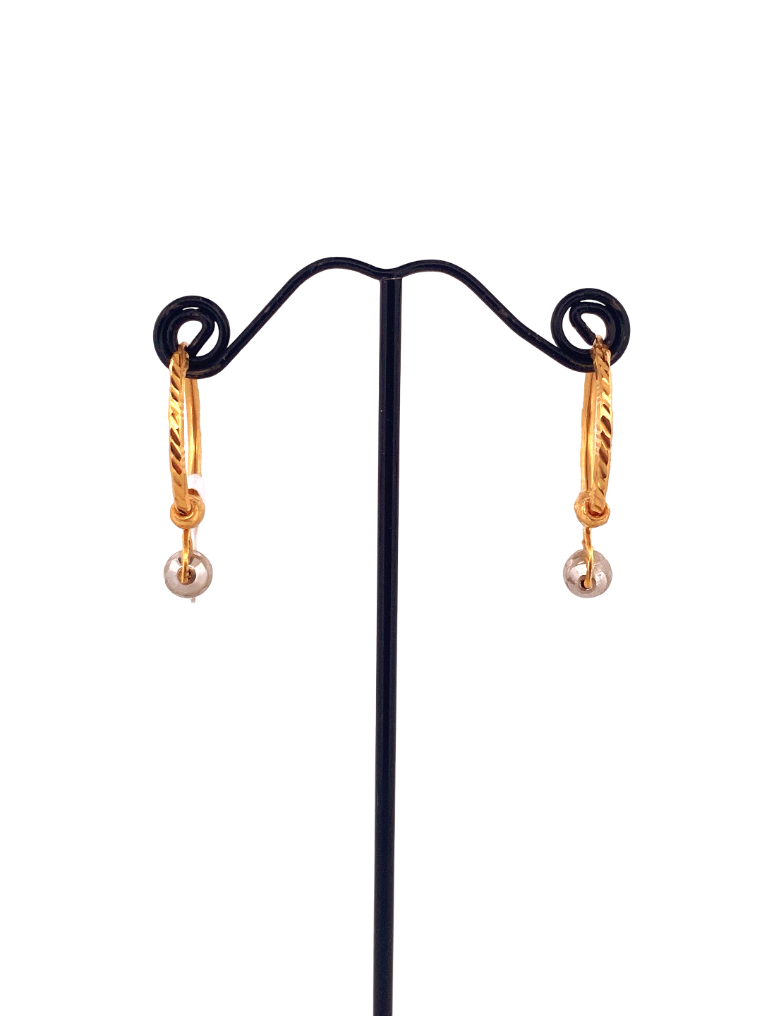 22K Gold Two-tone Designer Hoop Earrings