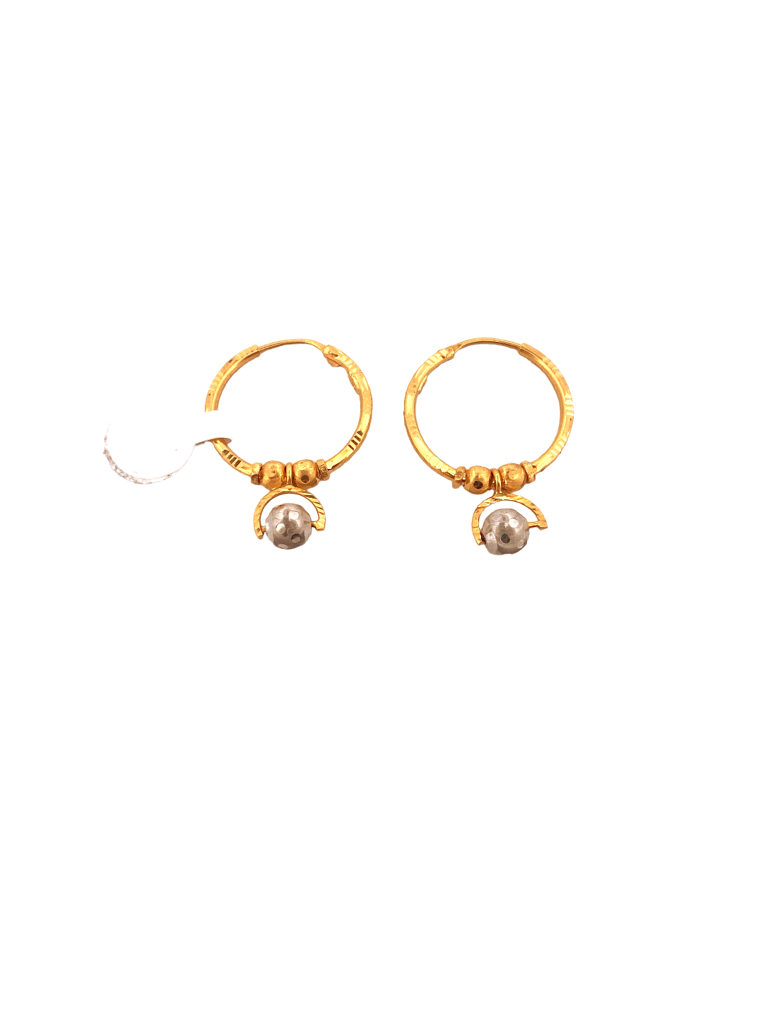 22K Gold Two-tone Designer Hoop Earrings