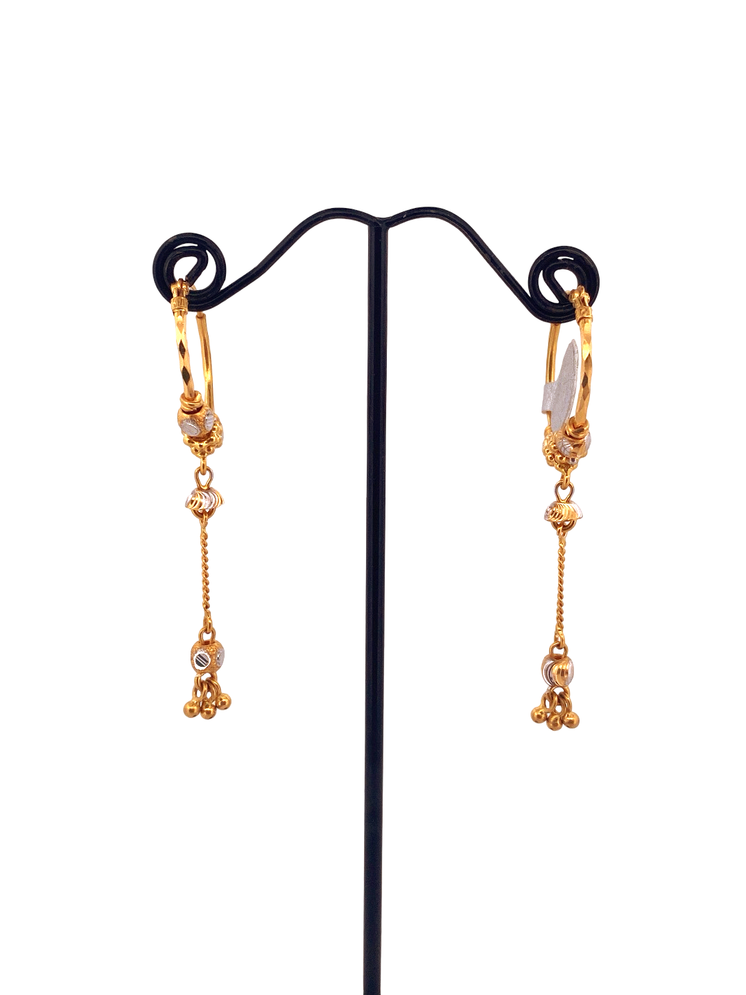 22K Gold Two-tone Designer Hoop Earrings