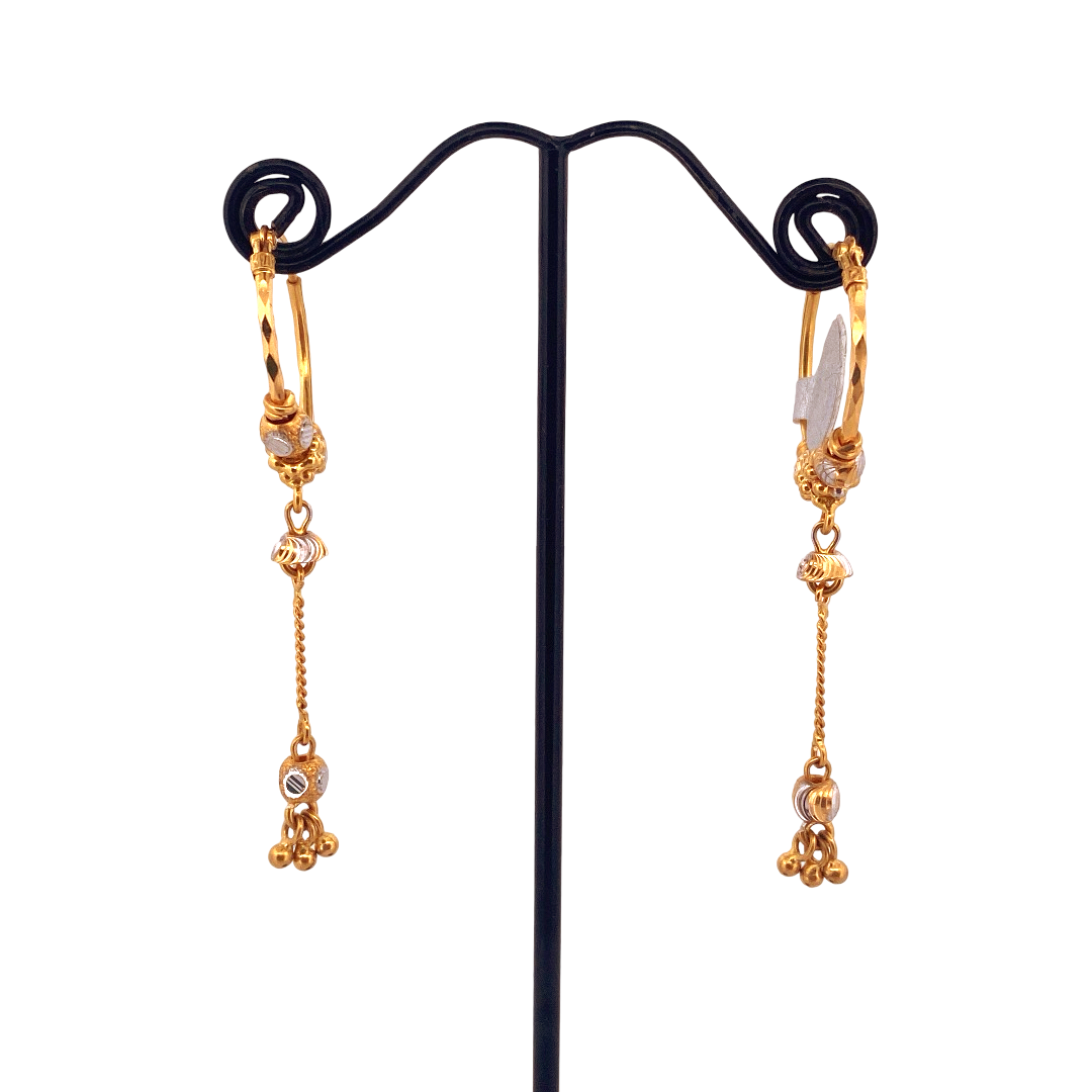 22K Gold Two-tone Designer Hoop Earrings
