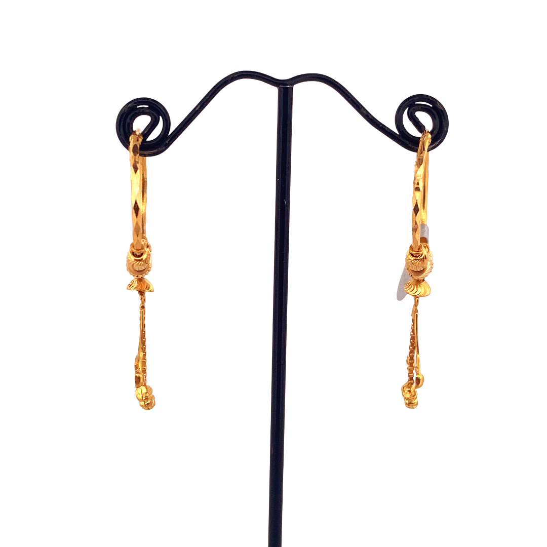 22K Gold Designer Hoop Earrings