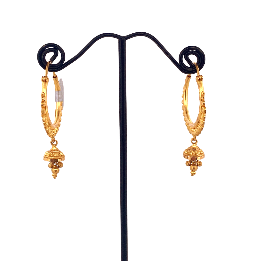 22K Gold Designer Hoop Earrings