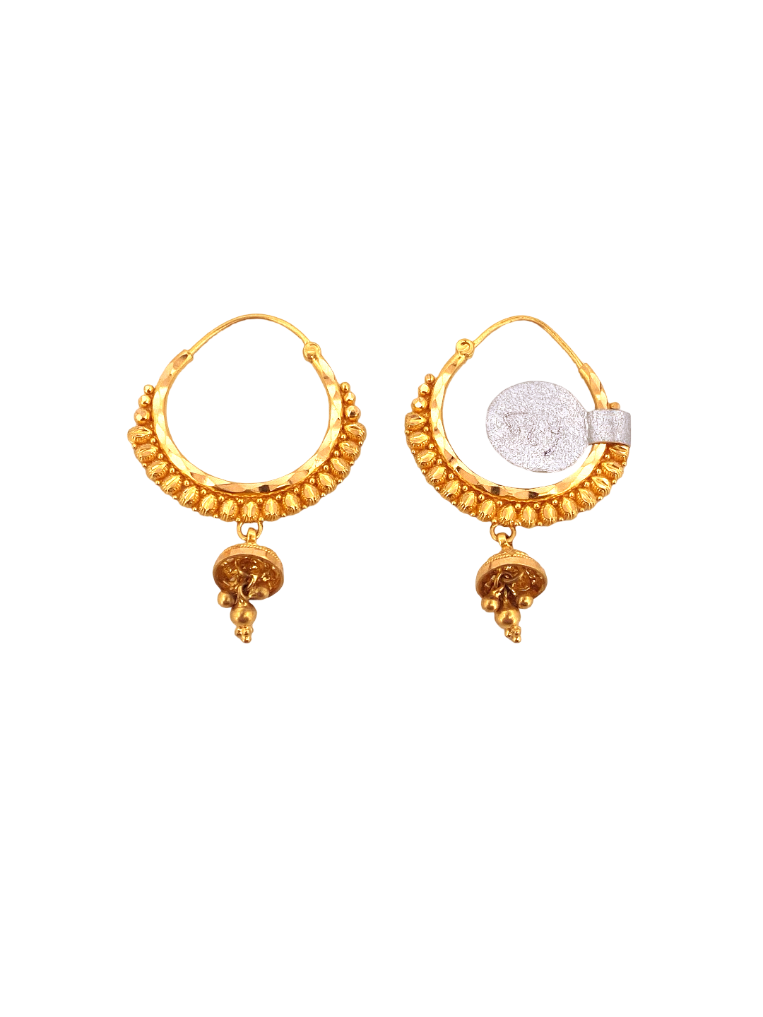 22K Gold Designer Hoop Earrings