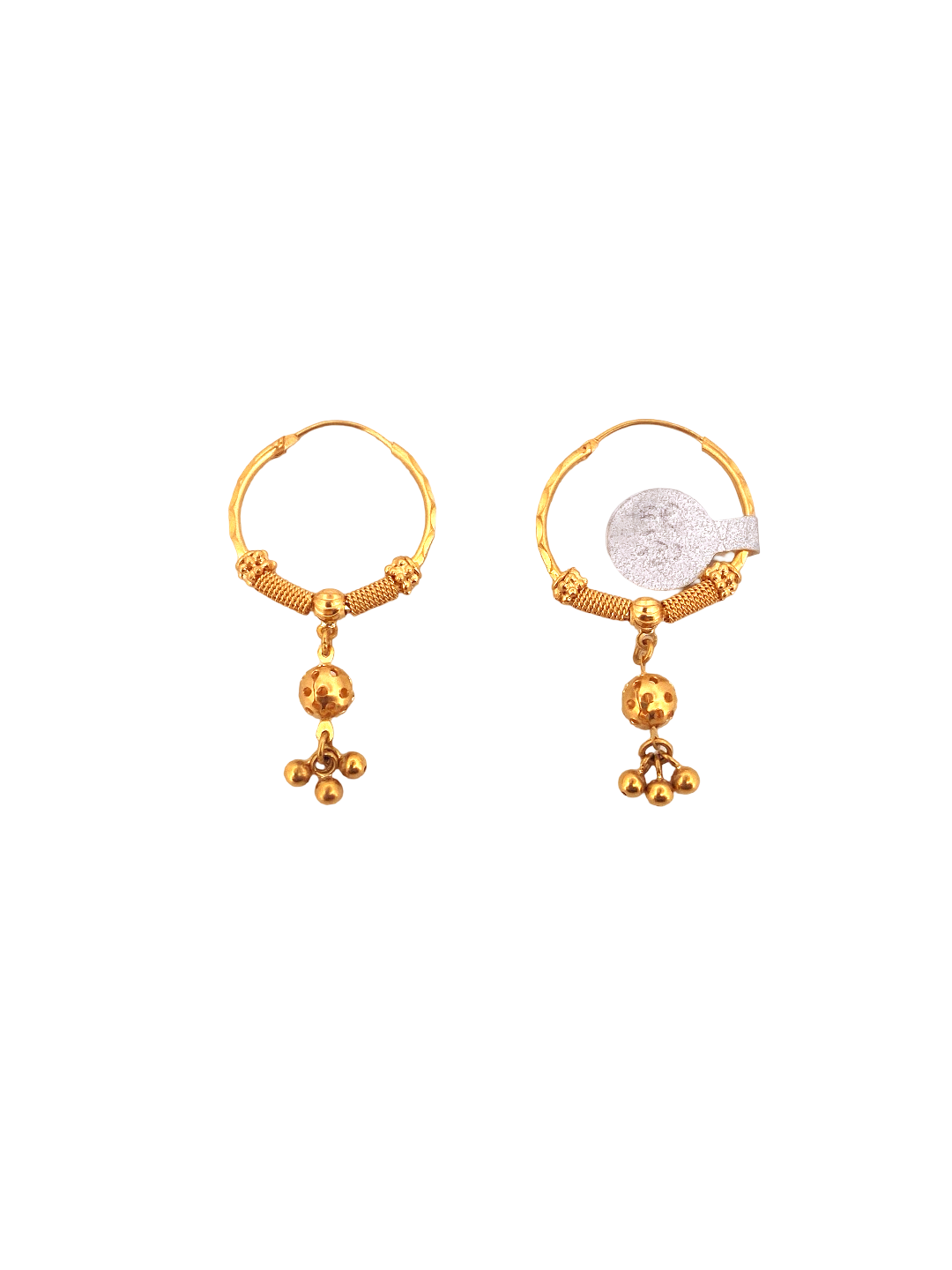 22K Gold Designer Hoop Earrings