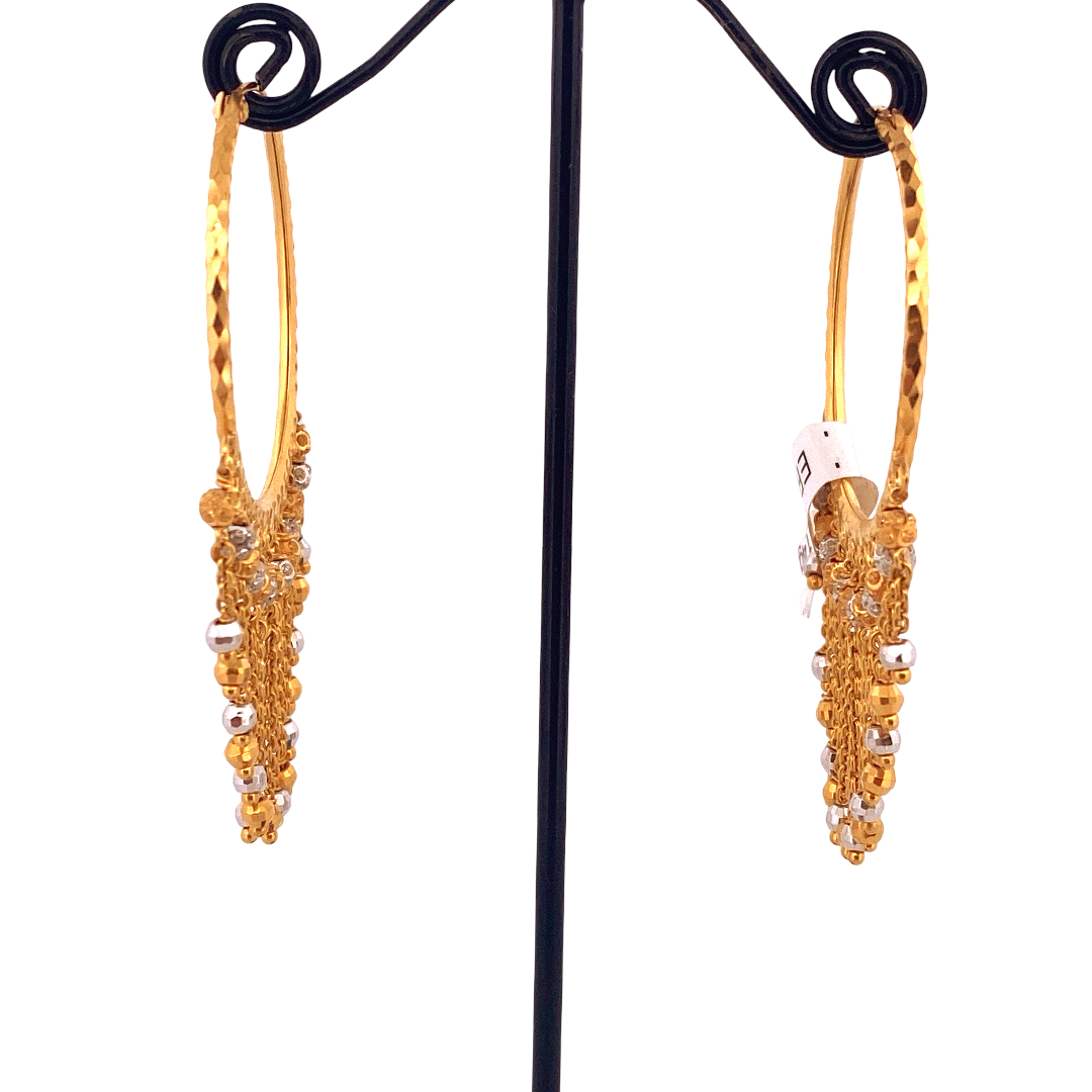 22K Gold Two-tone Designer Hoop Earrings