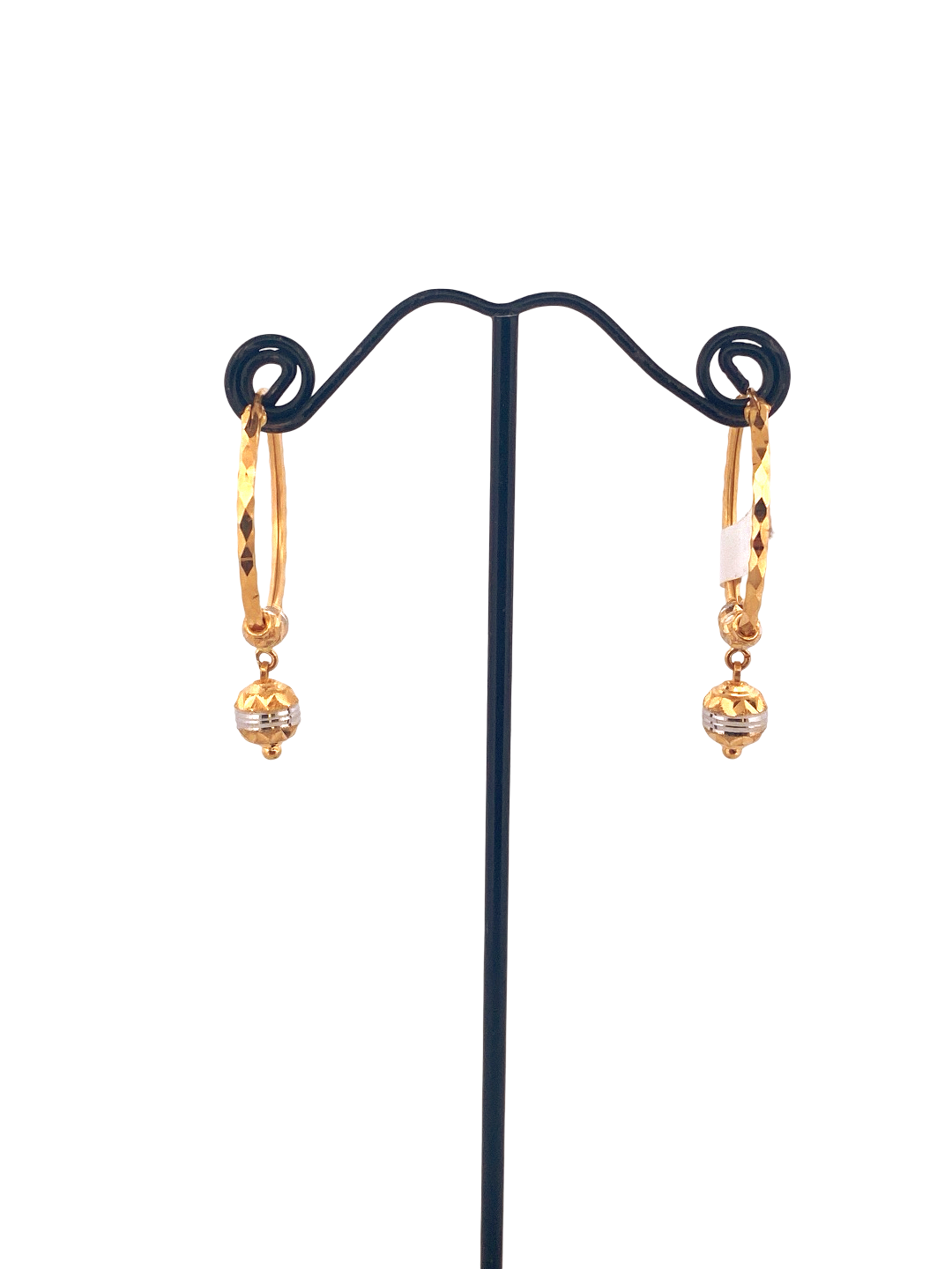 22K Gold Two-tone Designer Hoop Earrings