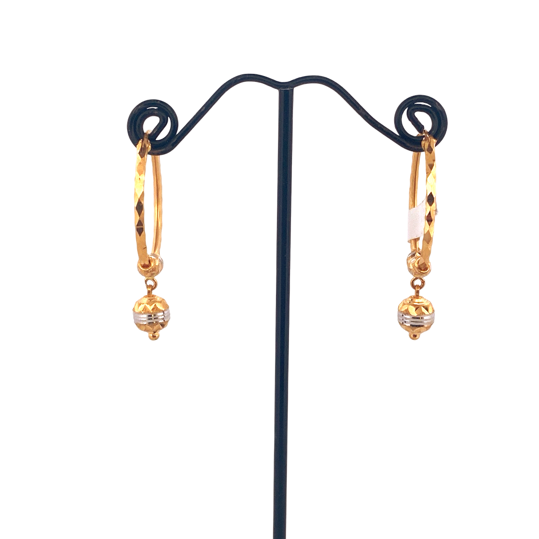 22K Gold Two-tone Designer Hoop Earrings
