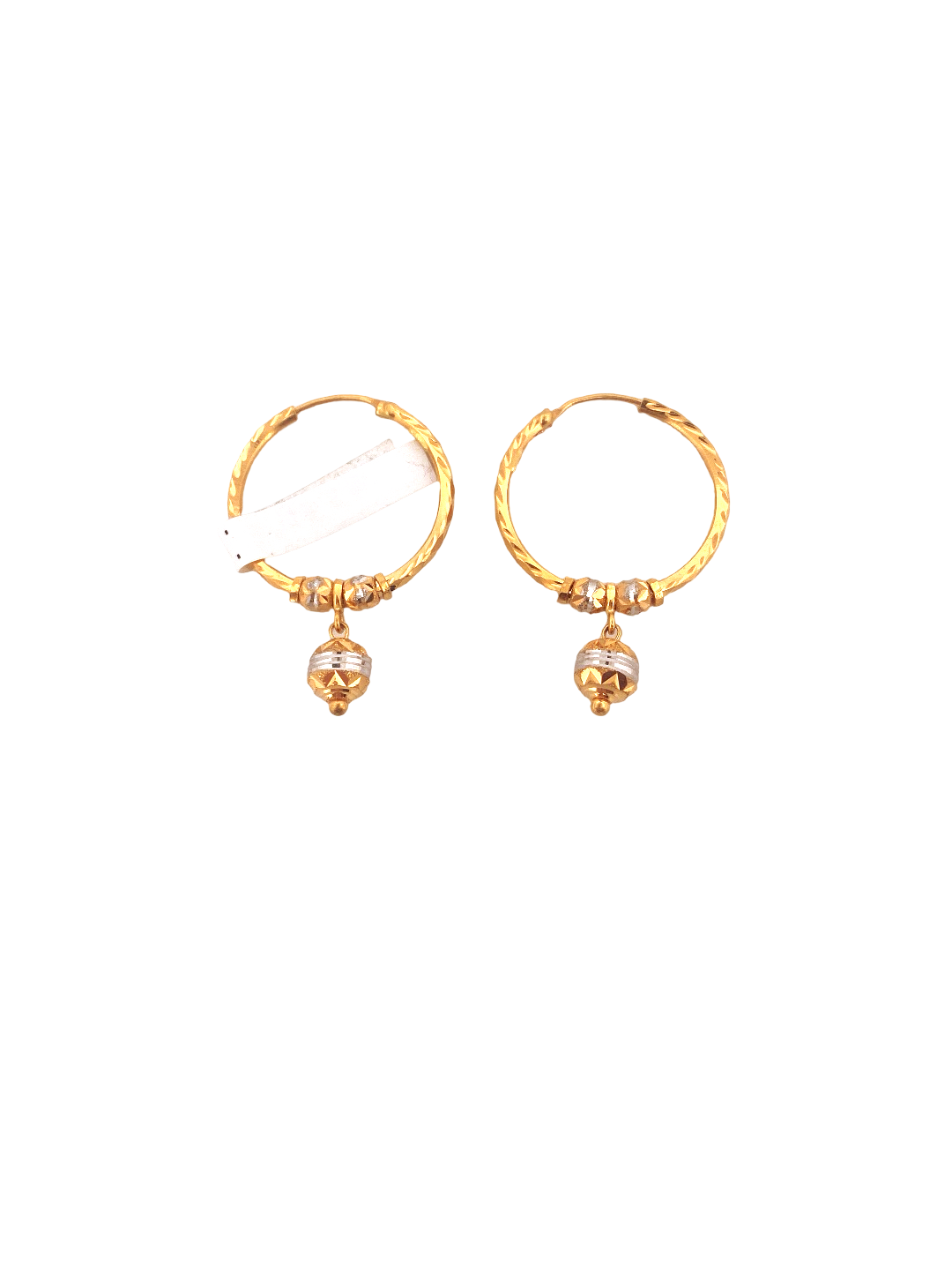 22K Gold Two-tone Designer Hoop Earrings