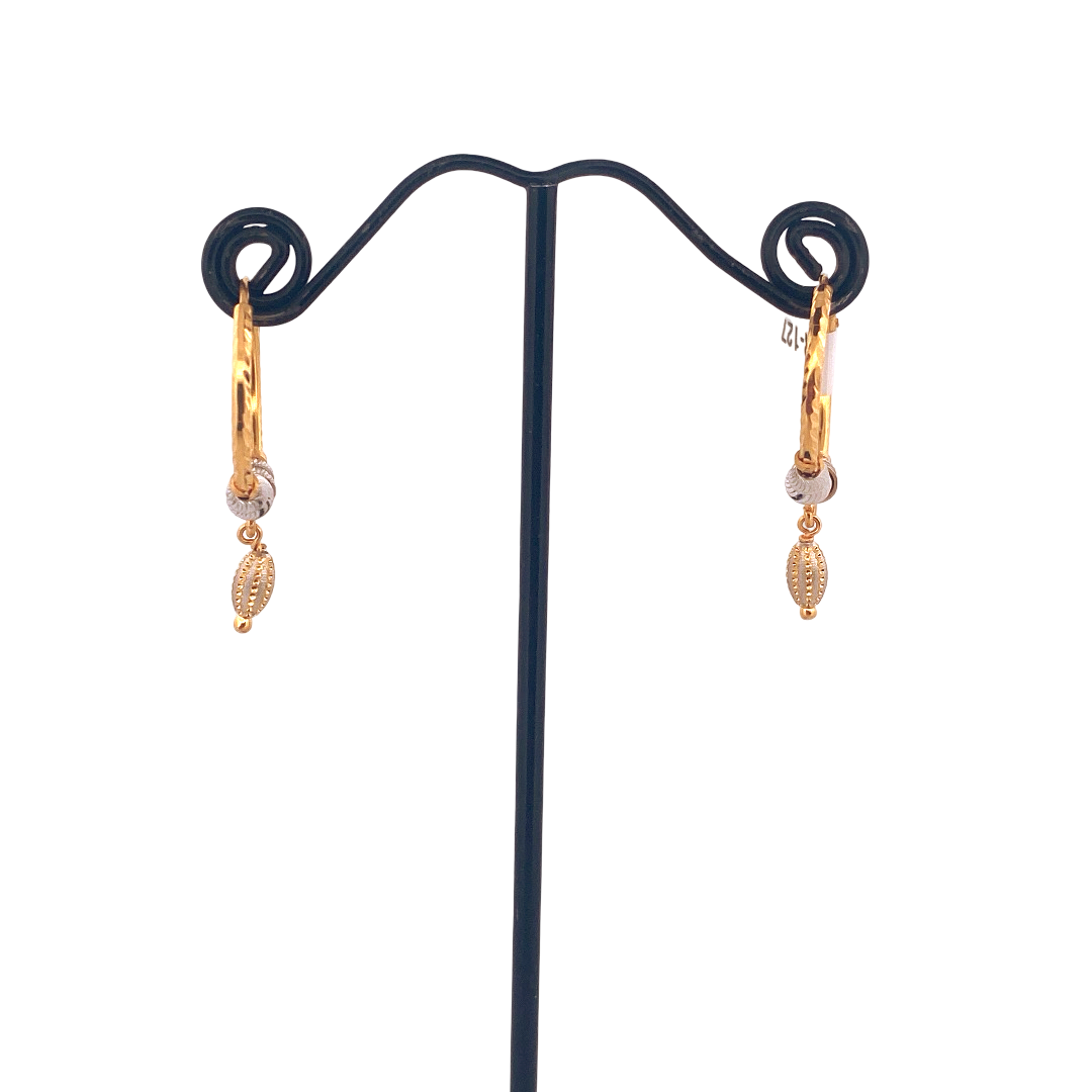22K Gold Two-tone Designer Hoop Earrings