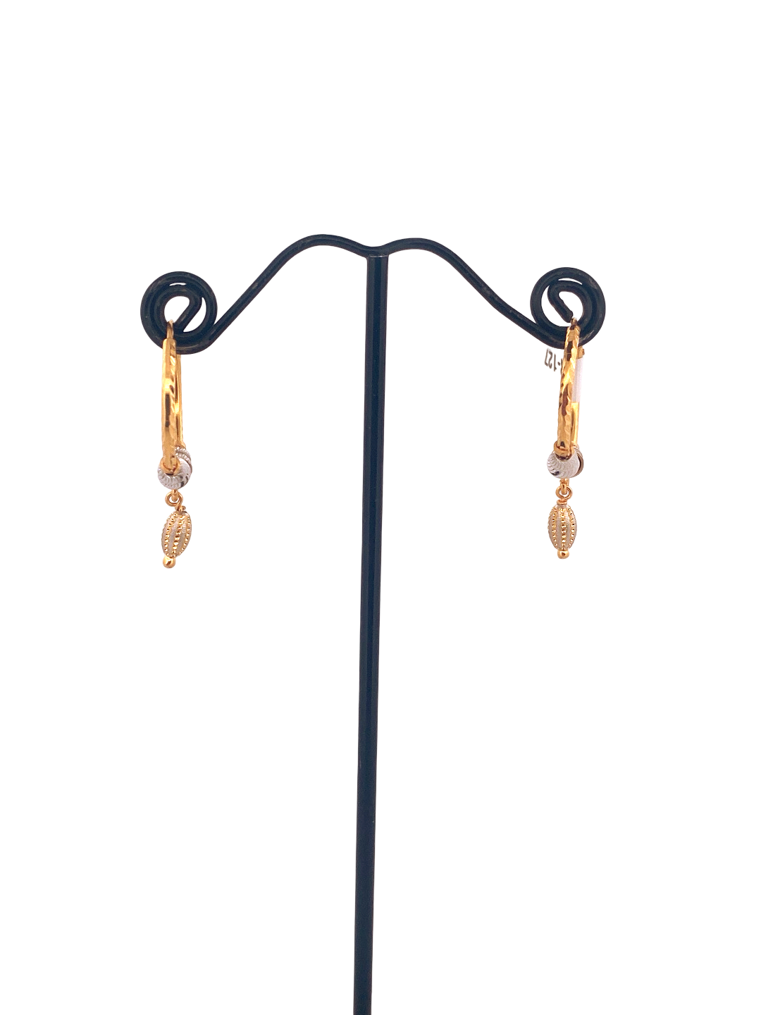 22K Gold Two-tone Designer Hoop Earrings