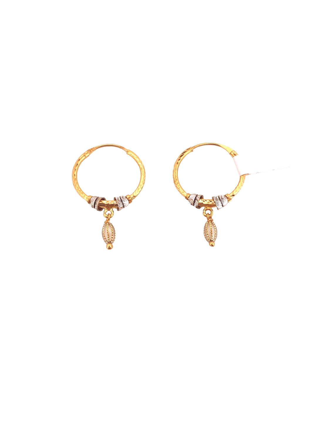 22K Gold Two-tone Designer Hoop Earrings