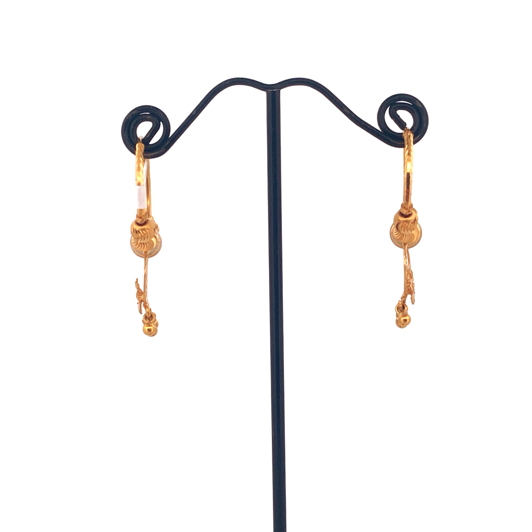 22K Gold Two-tone Designer Hoop Earrings