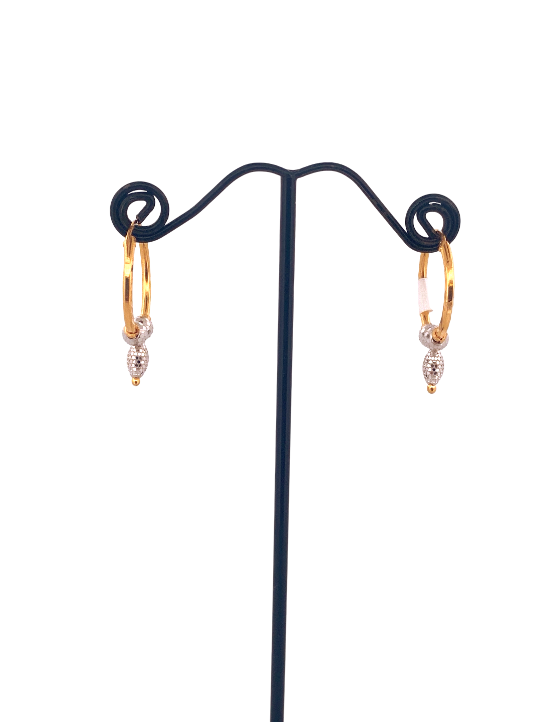22K Gold Two-tone Designer Hoop Earrings