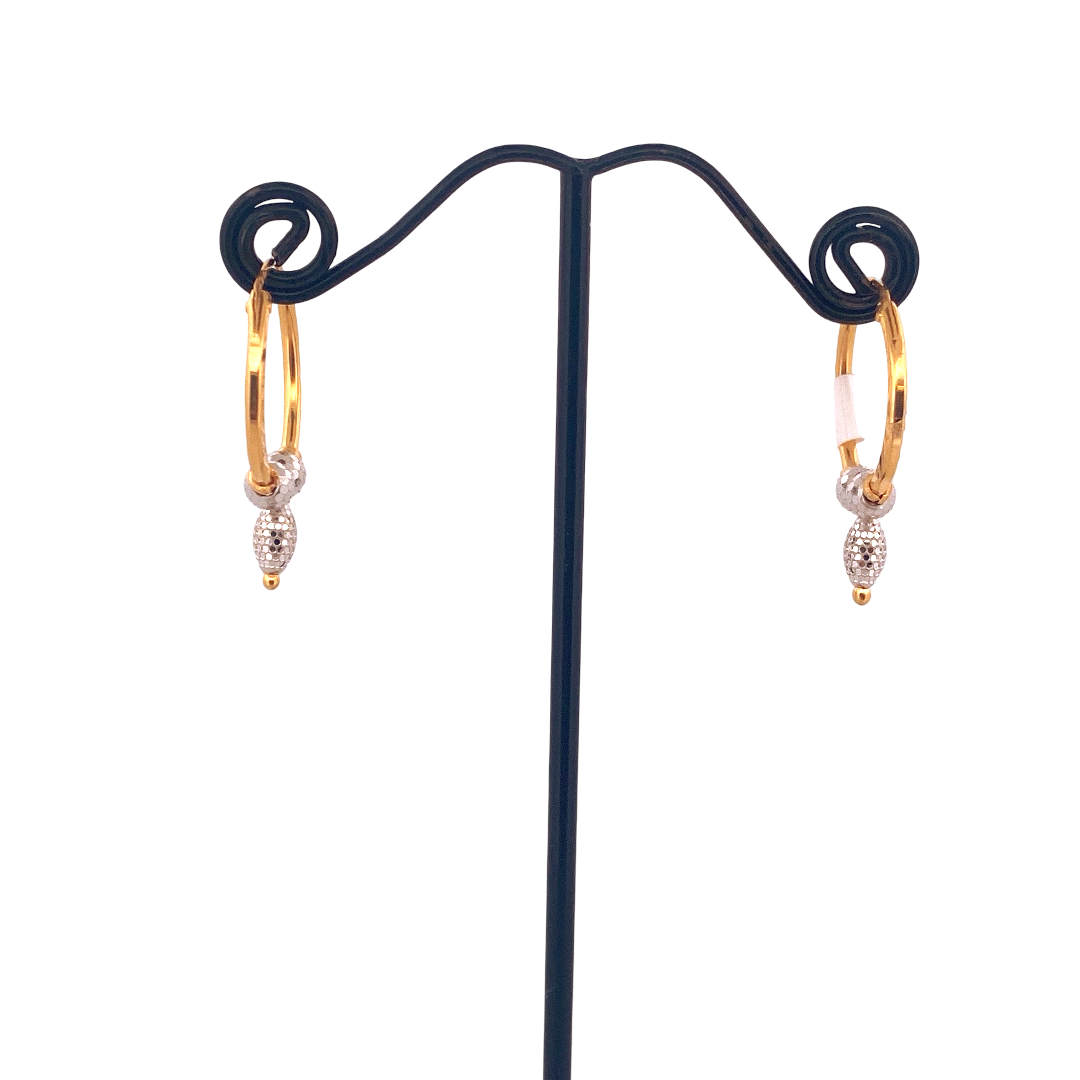 22K Gold Two-tone Designer Hoop Earrings