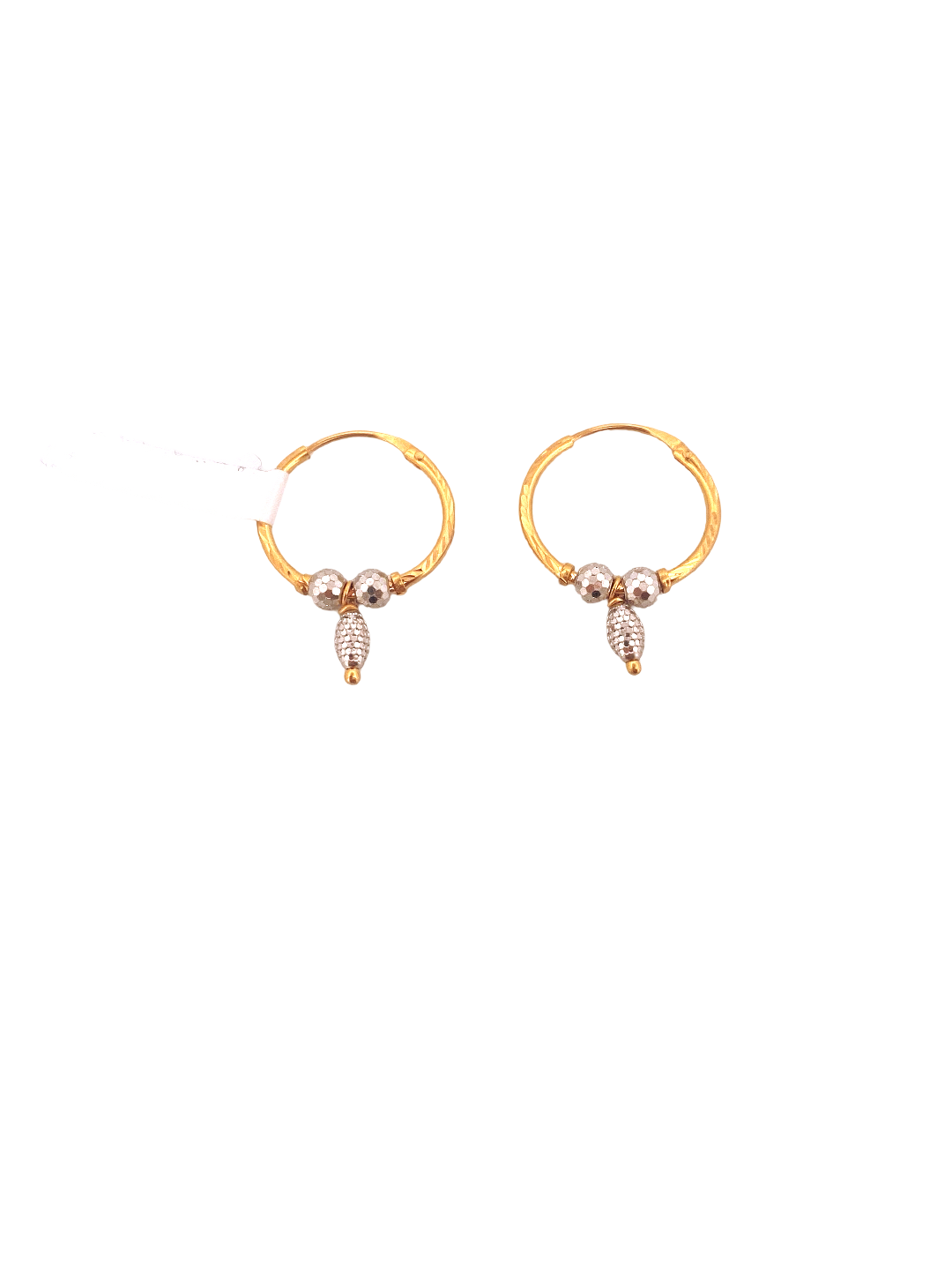 22K Gold Two-tone Designer Hoop Earrings