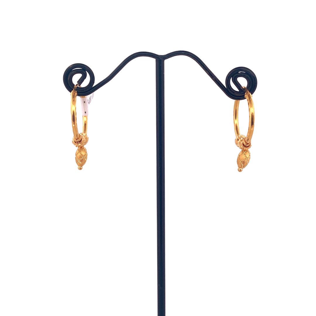 22K Gold Designer Hoop Earrings