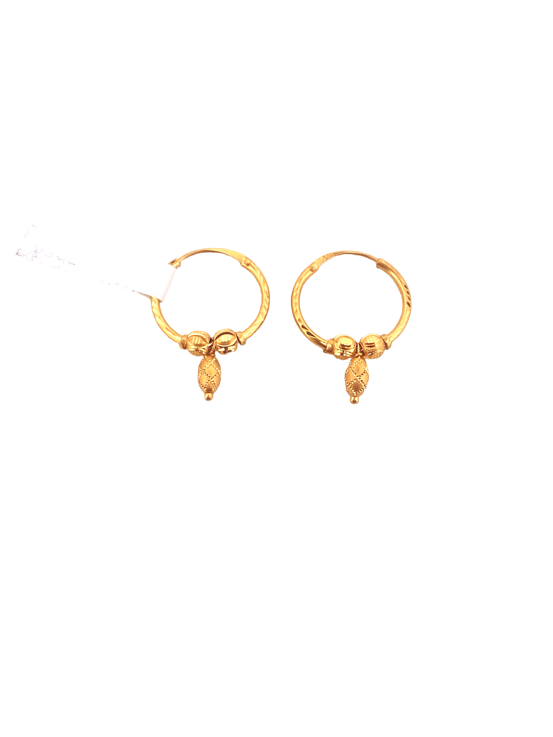 22K Gold Designer Hoop Earrings