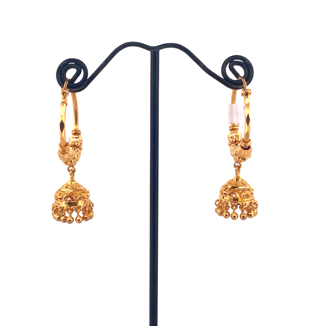 22K Gold Designer Hoop Earrings