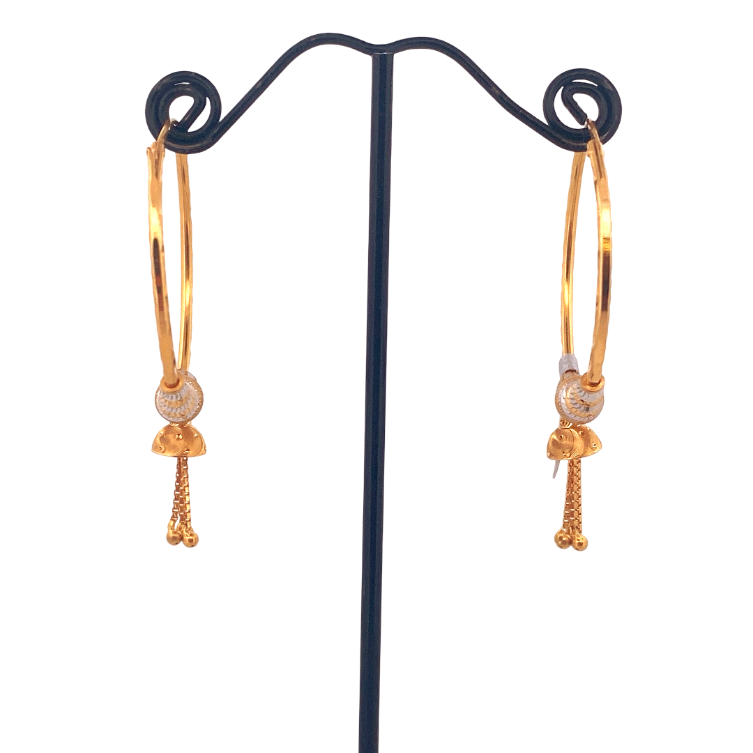 22K Gold Two-tone Designer Hoop Earrings