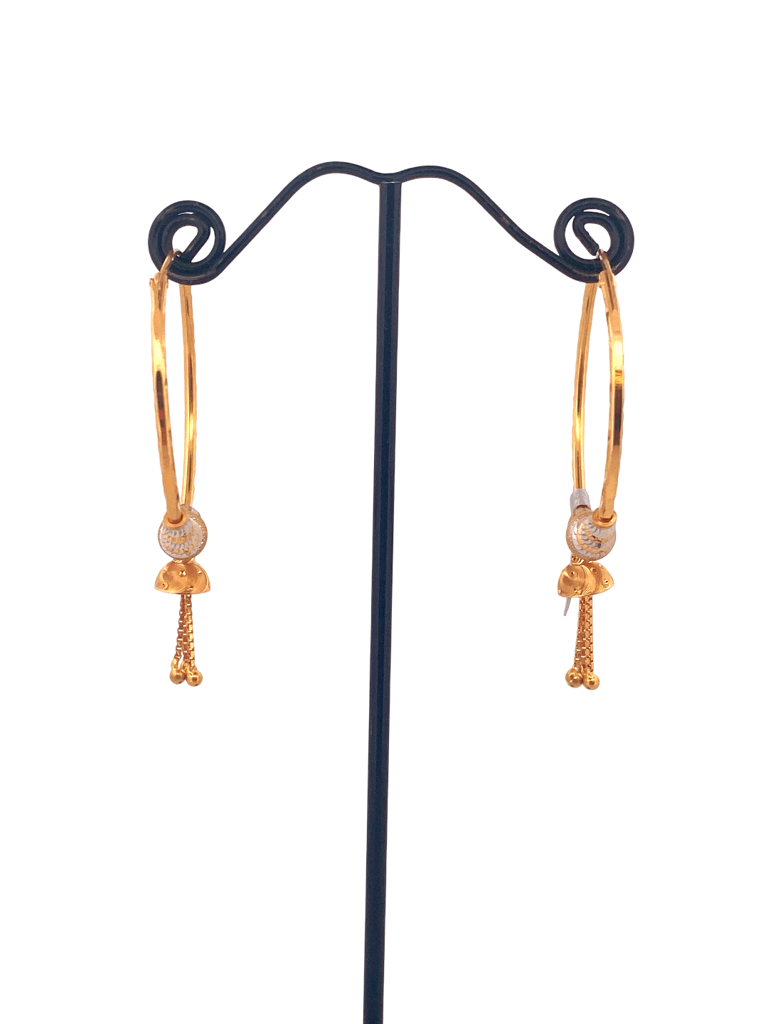 22K Gold Two-tone Designer Hoop Earrings