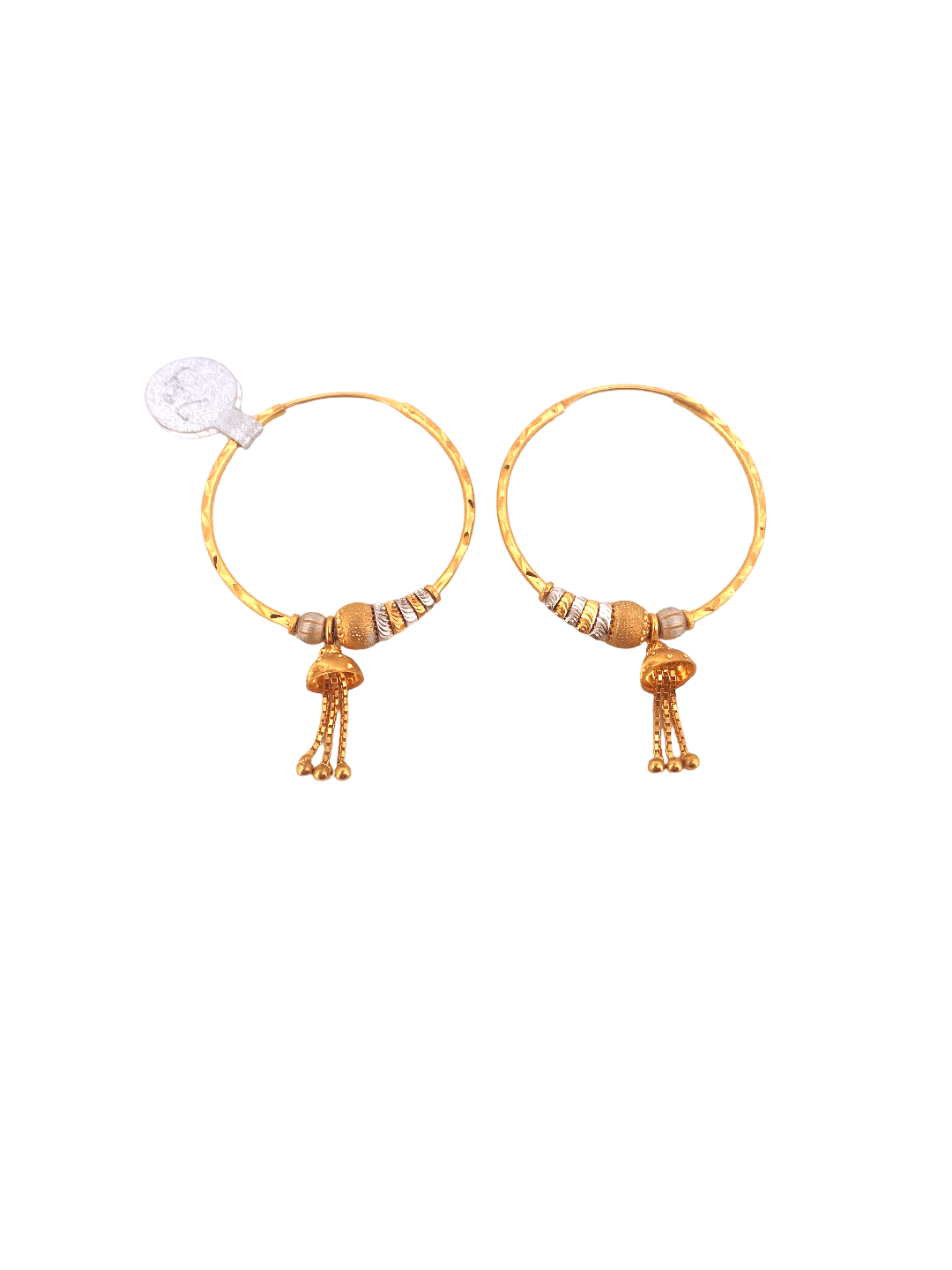 22K Gold Two-tone Designer Hoop Earrings