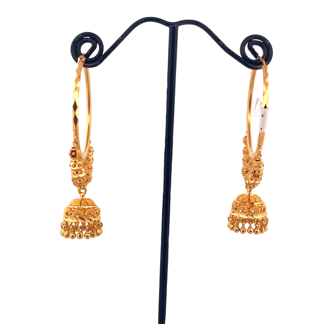 22K Gold Designer Hoop Earrings