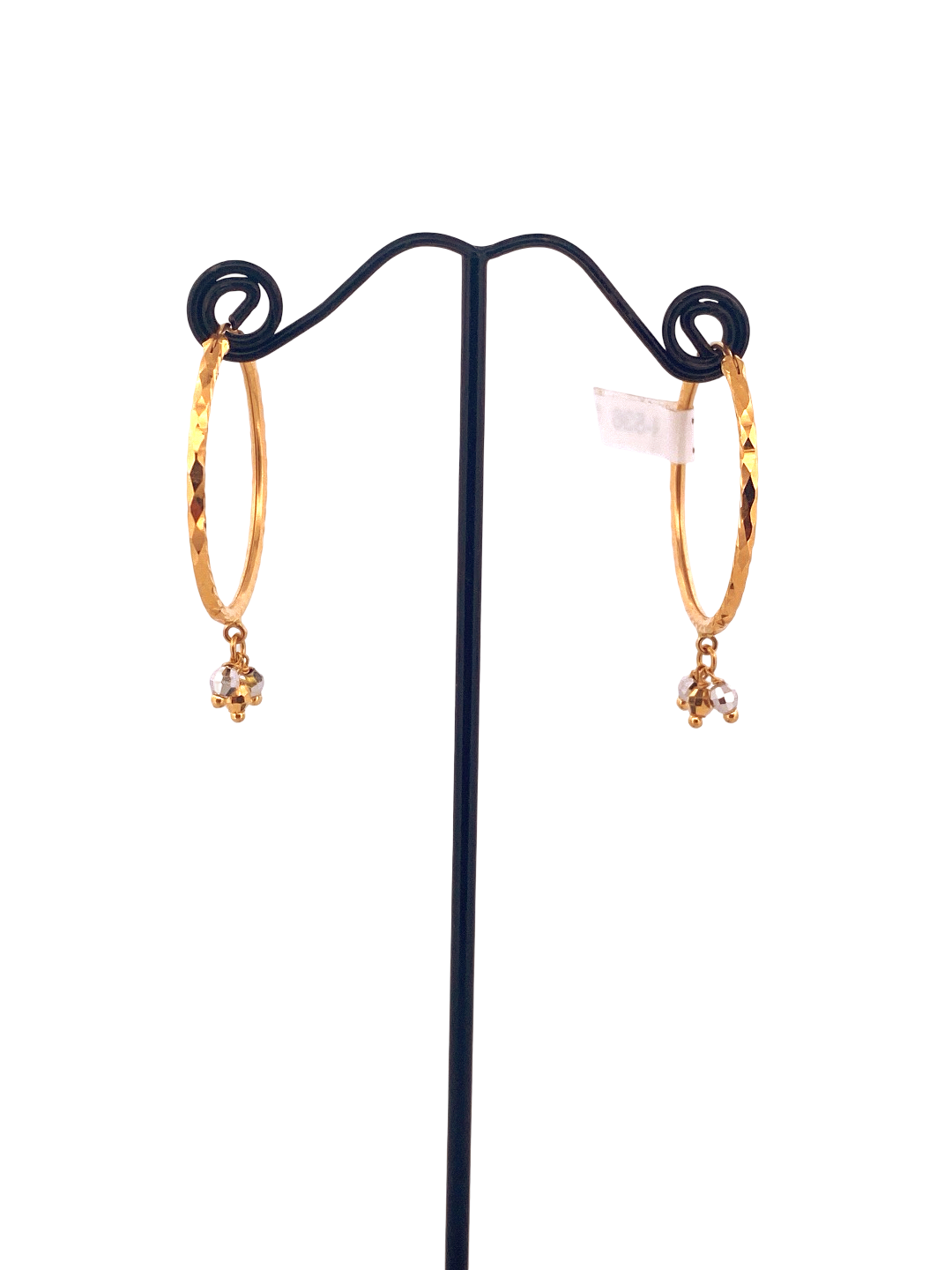 22K Gold Two-tone Designer Hoop Earrings