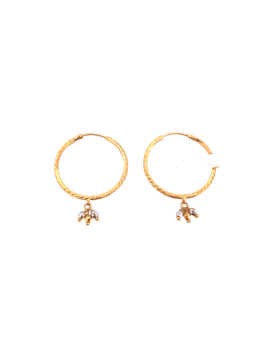 22K Gold Two-tone Designer Hoop Earrings