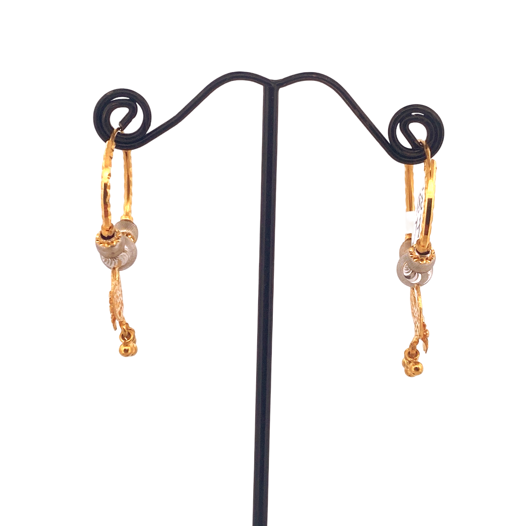 22K Gold Two-tone Designer Hoop Earrings