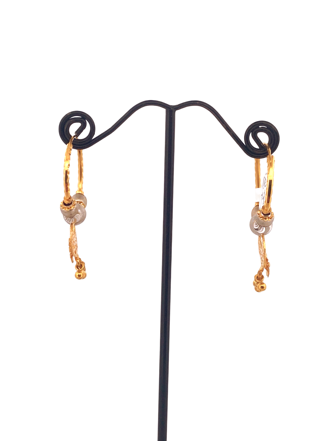 22K Gold Two-tone Designer Hoop Earrings