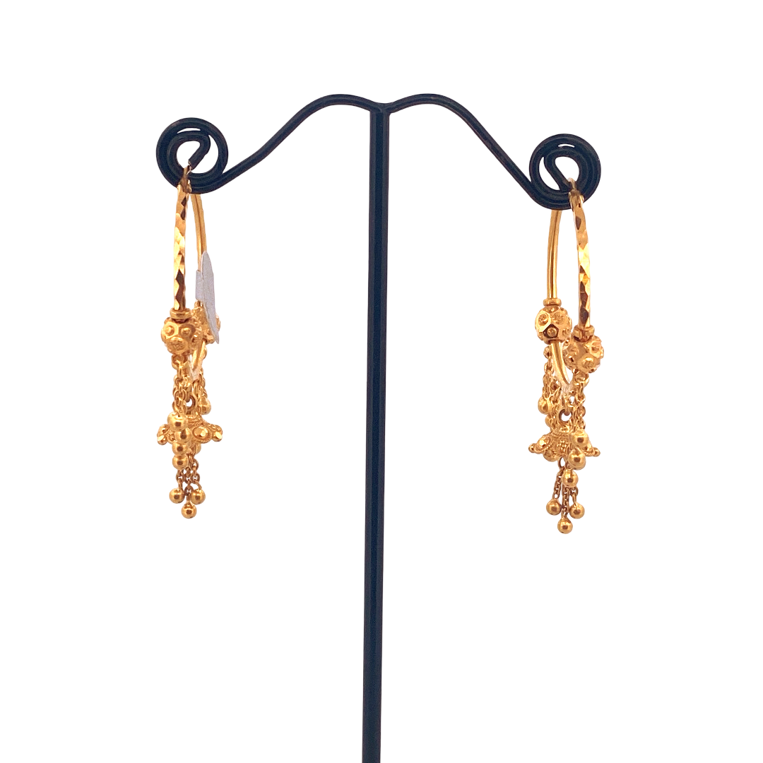 22K Gold Designer Hoop Earrings