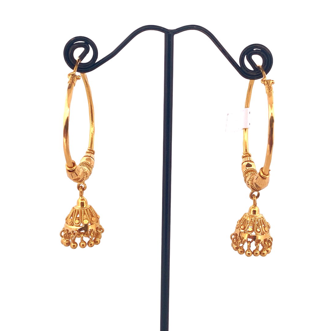 22K Gold Designer Hoop Earrings