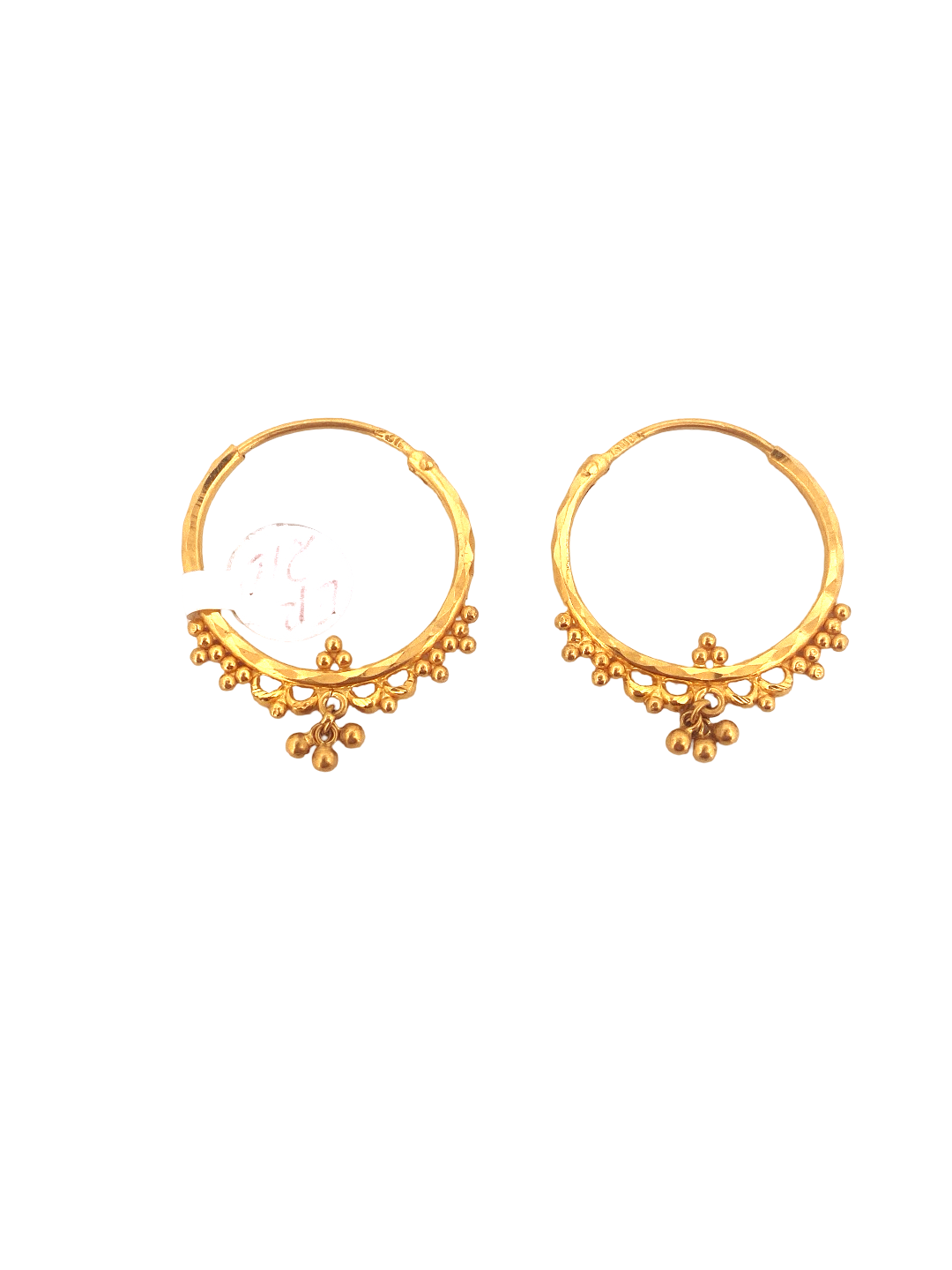 22K Gold Designer Hoop Earrings