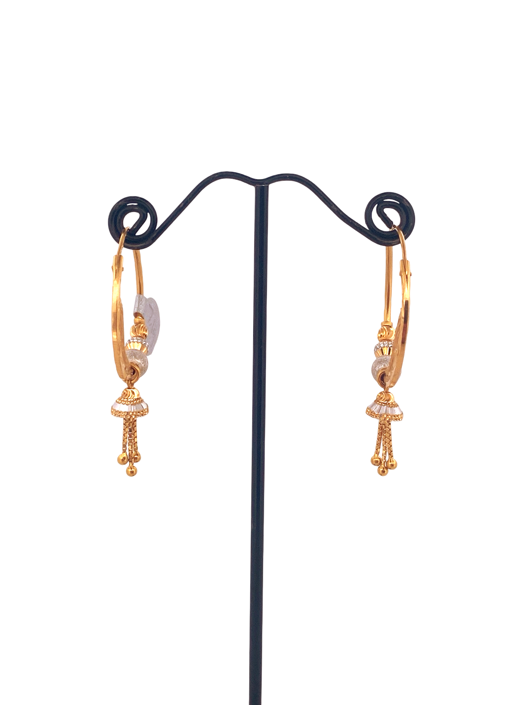 22K Gold Two-tone Designer Hoop Earrings