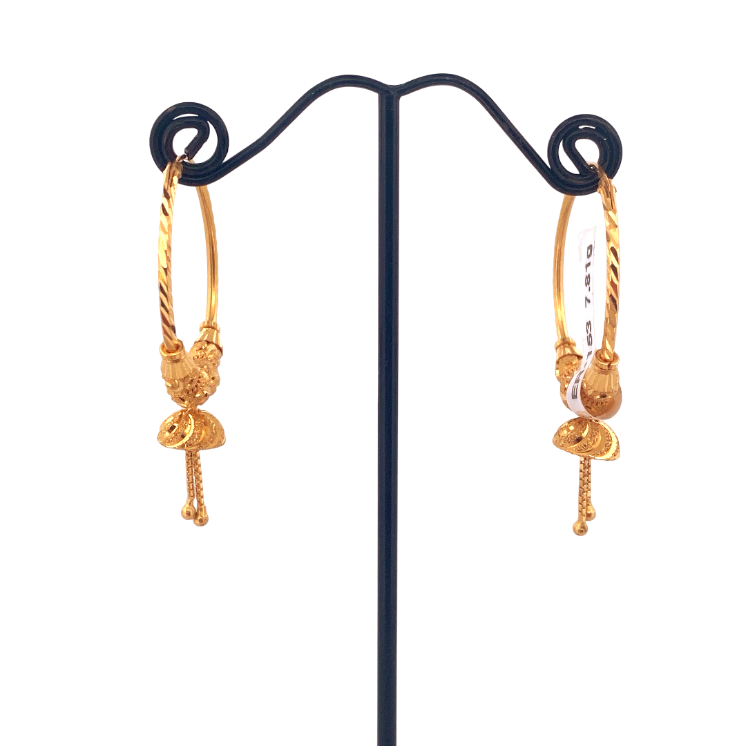 22K Gold Designer Hoop Earrings