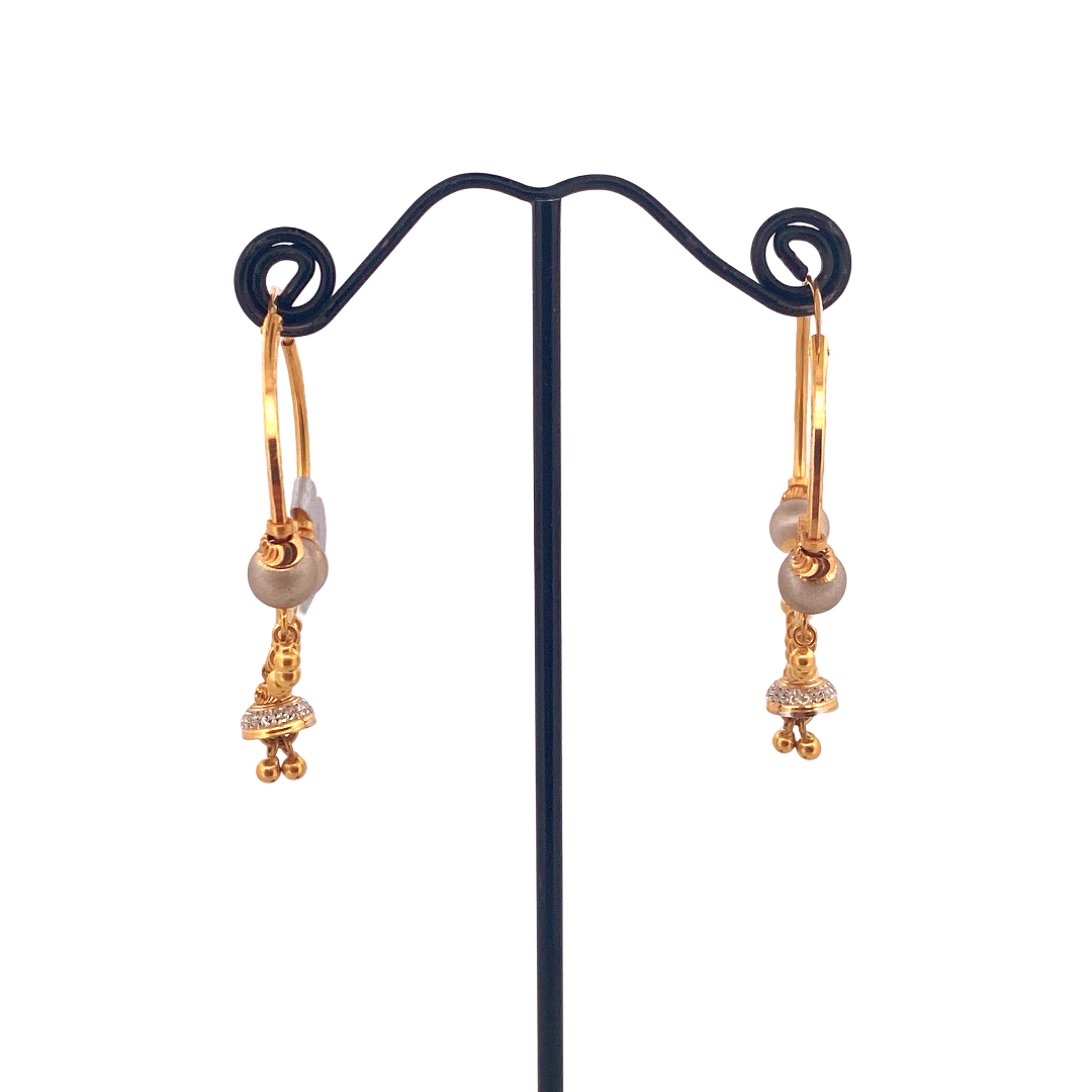 22K Gold Two-tone Designer Hoop Earrings